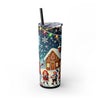 Snowman & Carolers Christmas 20oz Skinny Tumbler with Straw | Holiday Tumbler Gift For Everyone