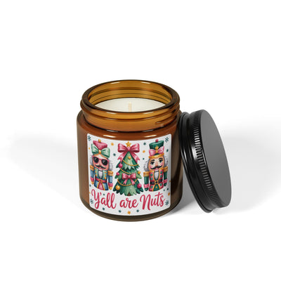 "Y'all Are Nuts" Nutcracker Soy Wax Amber Jar Christmas Candle | Christmas Variety Scented Candle, Four Different Scents To Choose