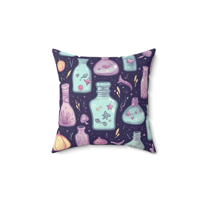 Whimsical Potion-Inspired Faux Suede Square Pillow | Magical Home Decor, Cozy Throw Pillow, Fantasy Gift, Living Room Accent, Unique Gift