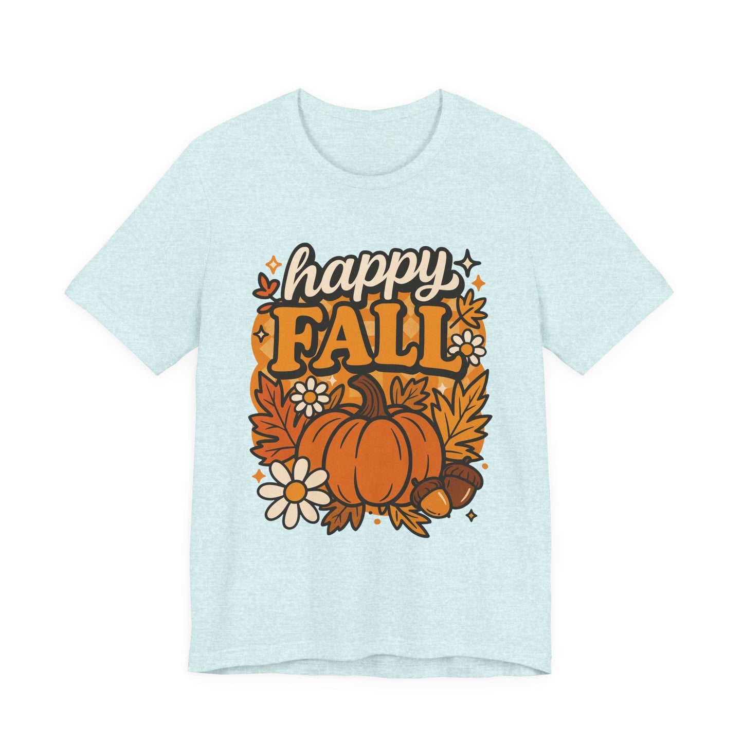 Happy Fall Pumpkin Graphic Tee | Unisex Short Sleeve T-Shirt, Autumn Tee, Seasonal Apparel, Thanksgiving Gift, Cozy Fall Vibes, Graphic Tee, Pumpkin Shirt