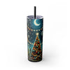 Festive Christmas Tree & Lights Christmas 20oz Skinny Tumbler with Straw | Holiday Tumbler Gift For Everyone