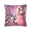 Fairy Princess & Reindeer Christmas Pillowcase | Holiday Decorative Throw Pillow Cover COVER ONLY