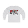 Merry Christmas Unisex Long Sleeve Tee | Plaid Holiday Shirt