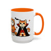 Halloween Cat Accent Coffee Mug, Cute Cat Mug, Spooky Coffee Cup, Gift for Cat Lovers, Seasonal Mug, Fall Decor