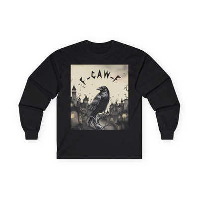 Gothic Raven F-CAW-F Crow Long Sleeve Tee – Alternative Fashion, Perfect for Halloween, Unisex Style