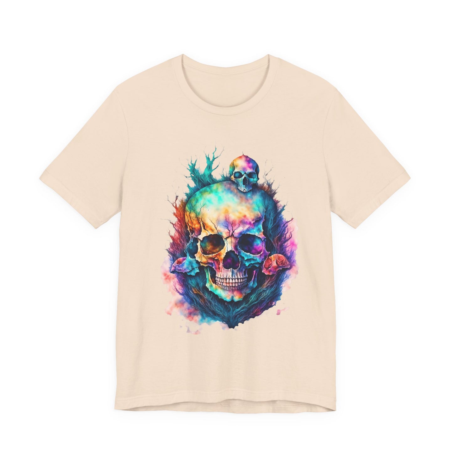 Colorful Skull Graphic Tee for Art Lovers, Unisex Jersey Tee for Halloween, Gothic Fashion, Unique Gift, Casual Wear