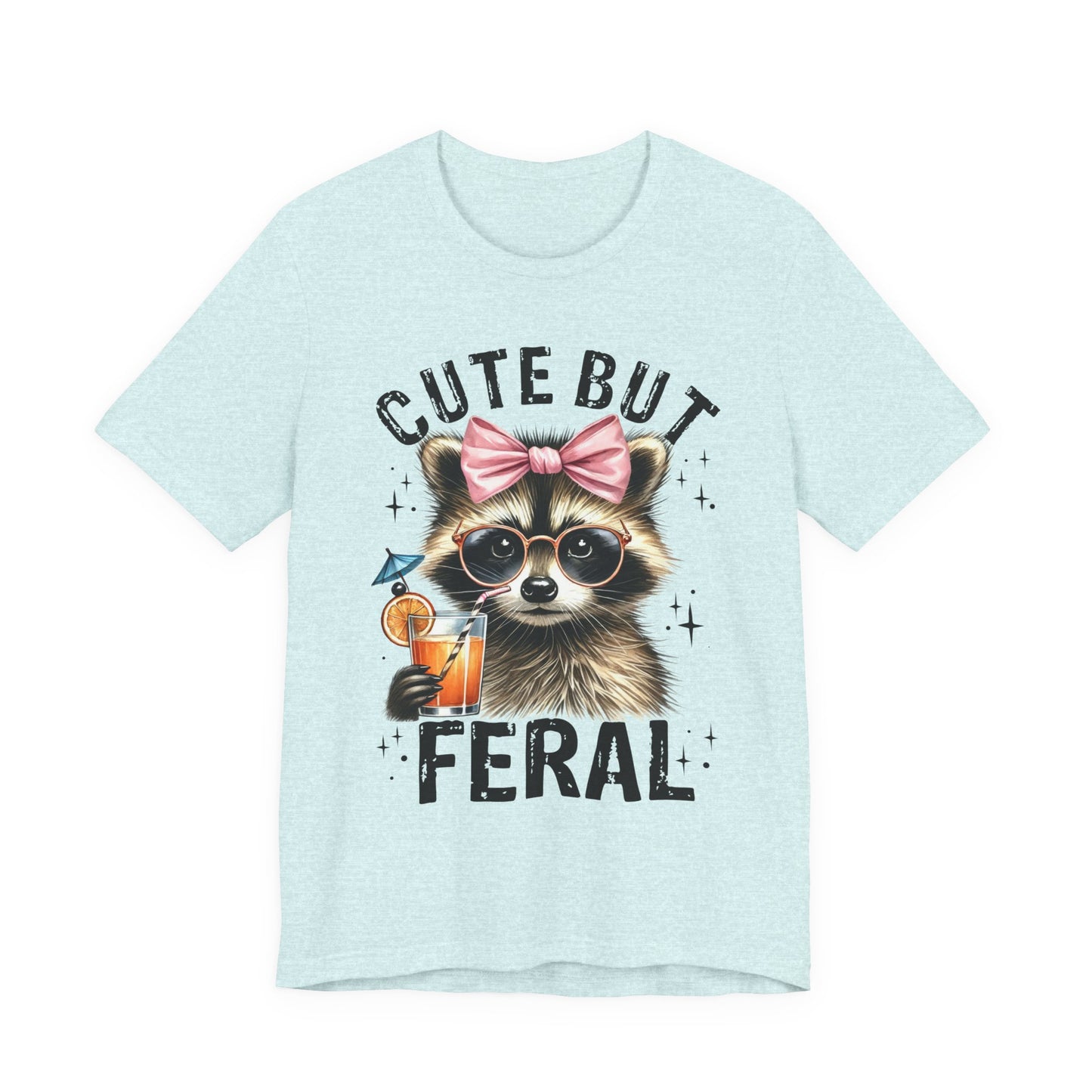 Cute But Feral Raccoon Graphic Tee | Unisex Short Sleeve T-Shirt, Fun Casual Shirt, Gift for Animal Lovers, Summer Tee, Unique Graphic Tee