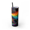 Colorful Dragon 20oz Skinny Tumbler With Straw| Fantasy Drinkware, Travel Mug, Gift for Dragon Lovers, Party Favors
