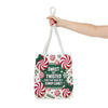 Candy Cane Christmas Tote Bag | Festive Holiday Gift & Shopping Bag