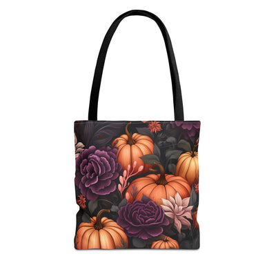 Autumn Pumpkin Floral Tote Bag, Fall Harvest Bag, Halloween Tote, Seasonal Shopping Bag, Thanksgiving Accessory