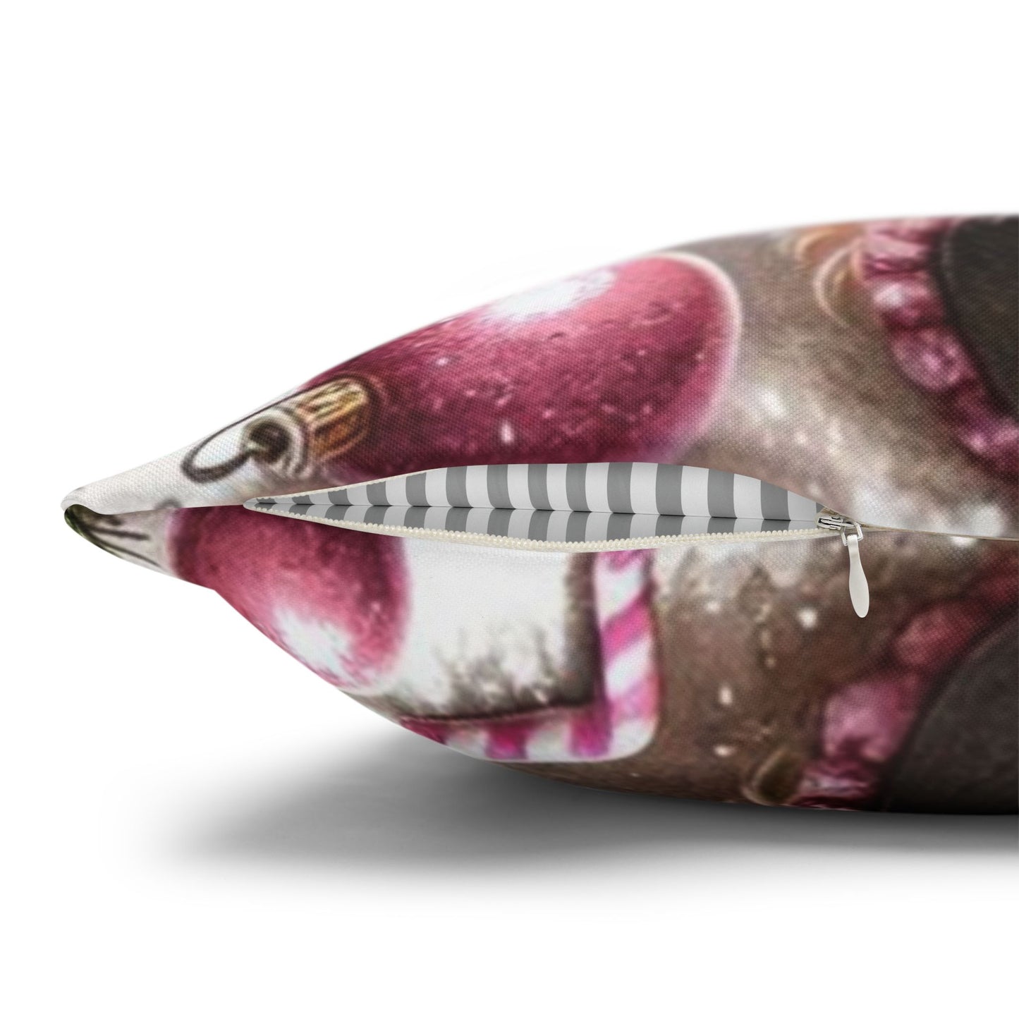 Cute Pink Highland Cow Winter Christmas Pillowcase | Holiday Decorative Throw Pillow Cover COVER ONLY