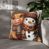 Farmhouse Decor Cozy Cow & Snowman Christmas Pillowcase | Holiday Decorative Throw Pillow Cover COVER ONLY