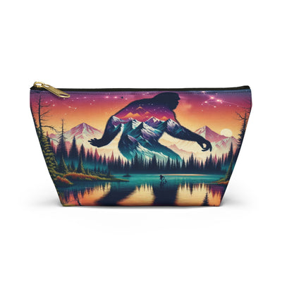 Bigfoot Mountain Scenery Accessory Pouch, Nature Lover's Cosmetic Bag, Travel Organizer, Outdoor Themed Gift, Hiking Essentials Case