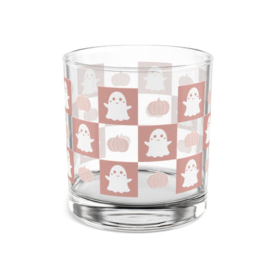 Halloween Ghost & Pumpkins Rocks Glass, 10oz, Cute Ghosts and Pumpkins, Perfect for Parties, Home Barware, Unique Gift for Fall