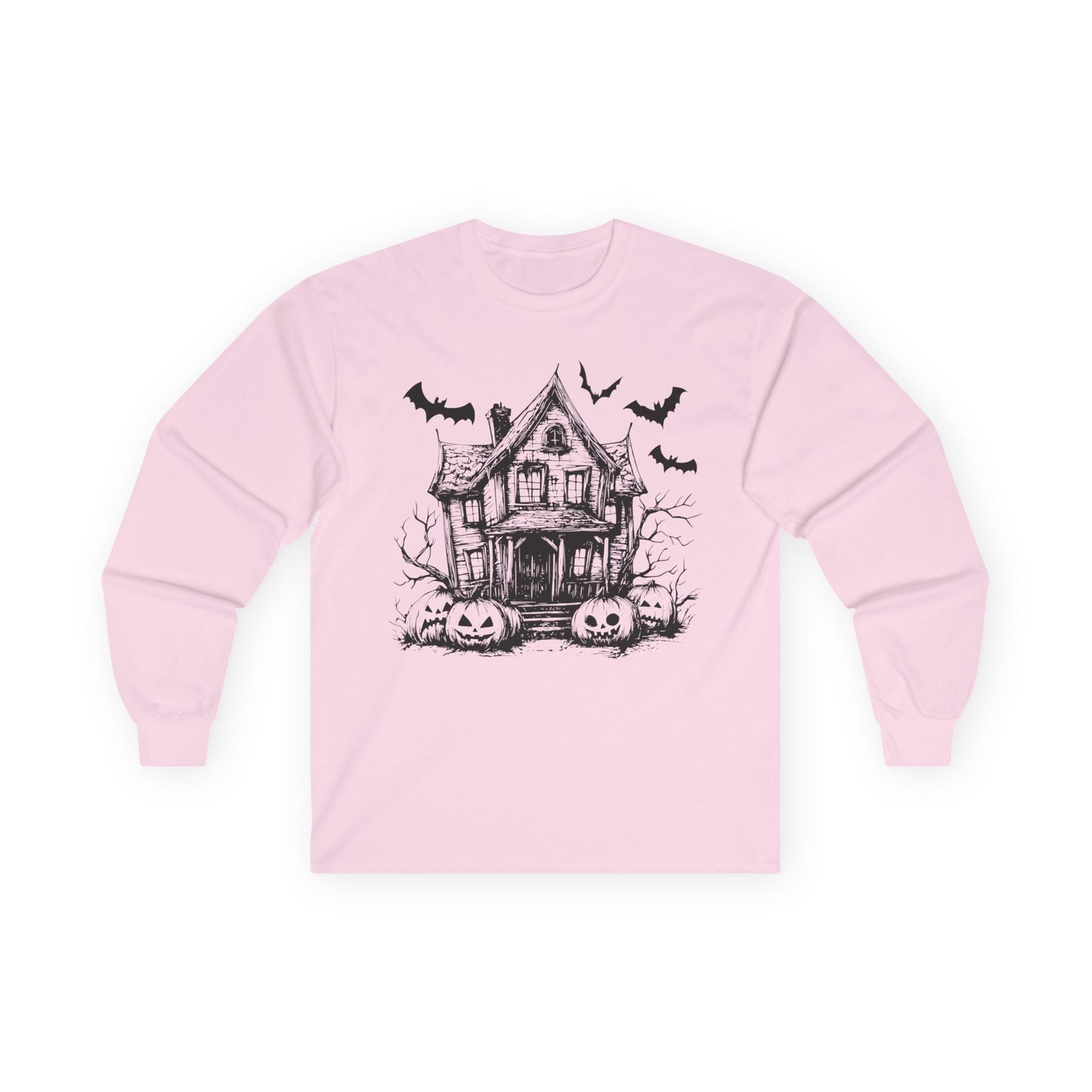 Haunted House Long Sleeve Tee – Witchy Fashion, Perfect for Halloween, Gift for Witches, Casual Outfit, Unisex Style