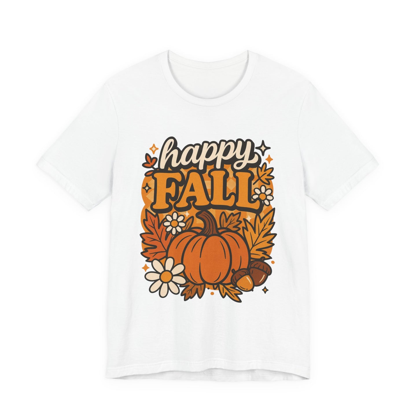 Happy Fall Pumpkin Graphic Tee | Unisex Short Sleeve T-Shirt, Autumn Tee, Seasonal Apparel, Thanksgiving Gift, Cozy Fall Vibes, Graphic Tee, Pumpkin Shirt
