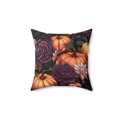 Autumn Floral Pillow, Cozy Home Decor, Pumpkin Throw Cushion, Fall Living Room Accent, Seasonal Gift Idea