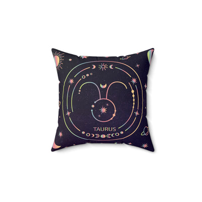 Taurus Zodiac Faux Suede Pillow, Celestial Home Decor, Astrology Gift, Zodiac Cushion for Taurus, Boho Pillow, Cosmic Throw Pillow