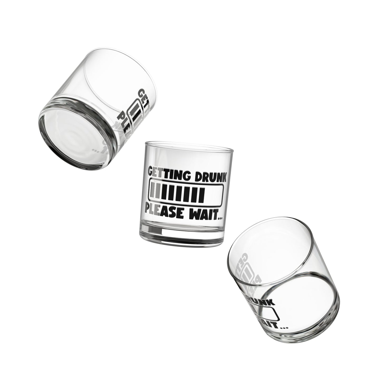 "Getting Drunk Please Wait" Loading Bar Rocks Glass, Funny Barware, Party Drinkware, Novelty Cocktail Glass