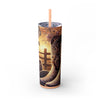 Western-Themed 20oz Skinny Tumbler With Straw, Rustic Cowgirl Drinkware, Stylish Travel Cup, Perfect for Gifting, Barbecue, and Rodeos