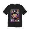 Halloween Pumpkin Tarot Card Graphic Tee, Unisex Short Sleeve T-Shirt, Spooky Vibes, Fall Festival Wear, Trick-or-Treat Shirt, October Celebration