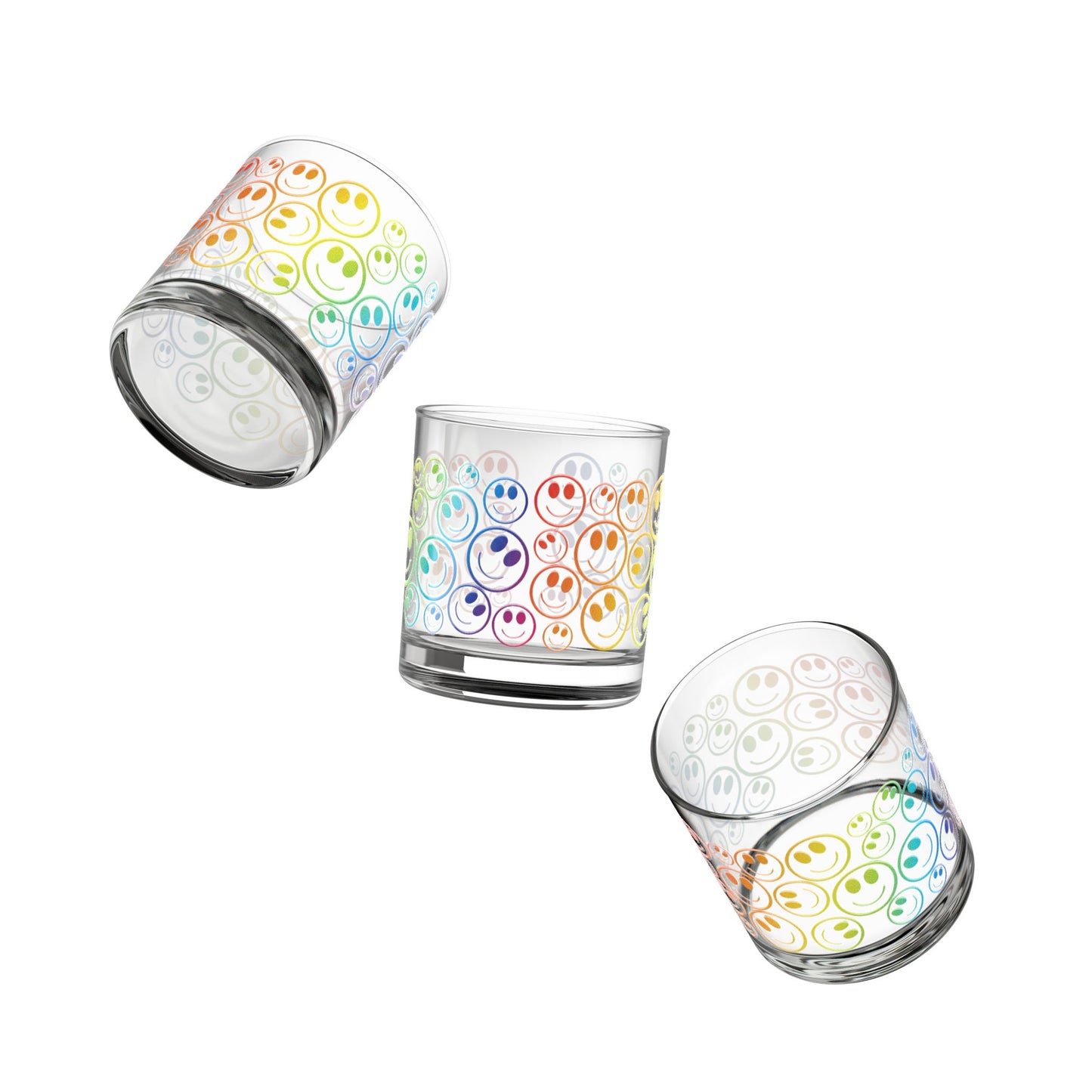 Colorful Smiley Face Rocks Glass, 10oz, Fun Drinkware, Happy Hour Gift, Vibrant Home Decor, Party Glasses