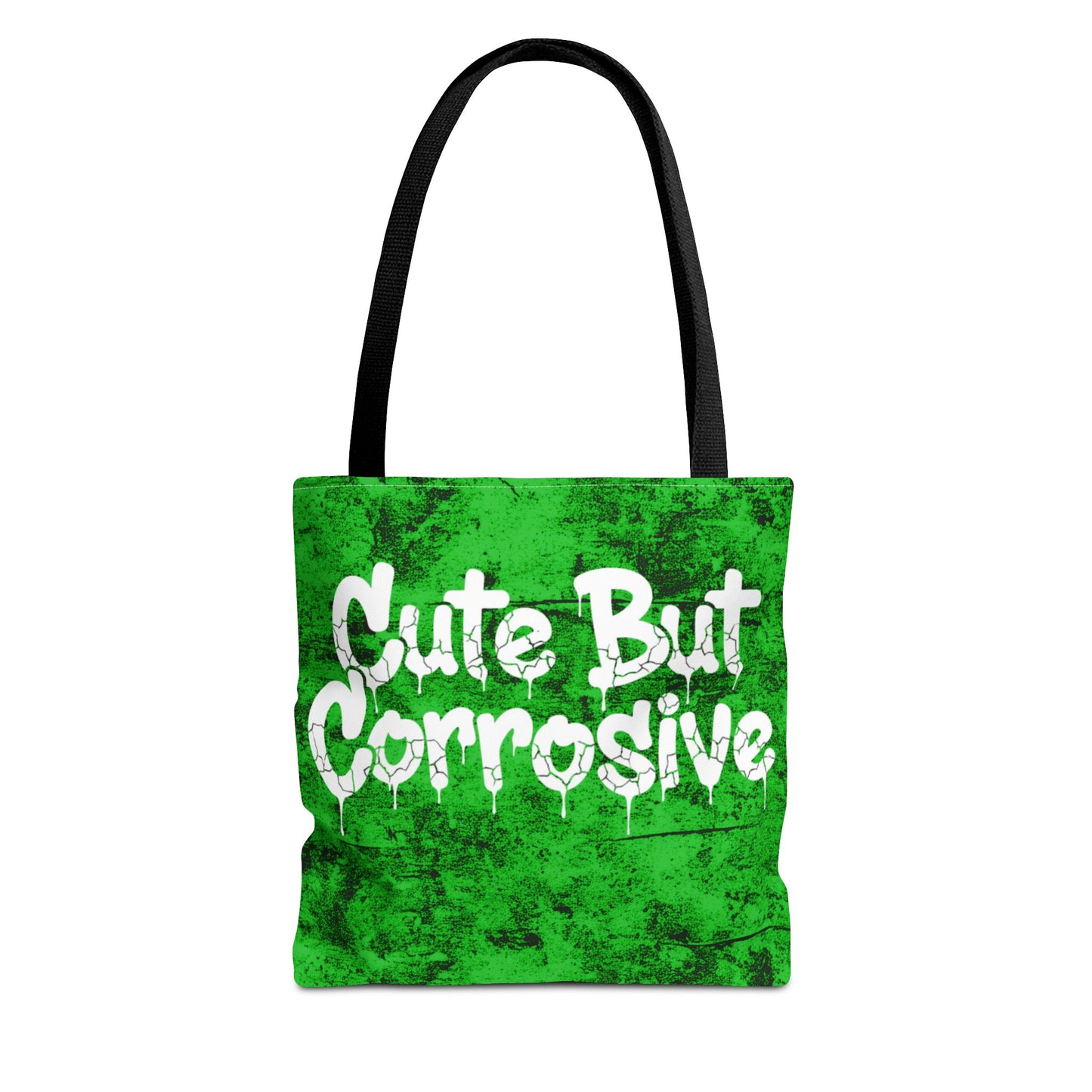 Cute But Corrosive Green Tote Bag | All Over Print Urban Grunge Streetwear Tote Bag