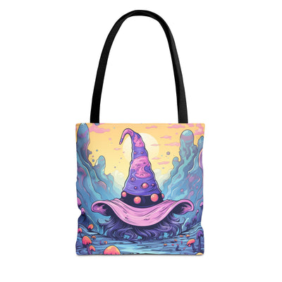 Whimsical Wizardry Tote Bag, Colorful Halloween Bag, Fantasy Art Tote, Magical Eco-Friendly Carryall, Gift for Witch Lovers