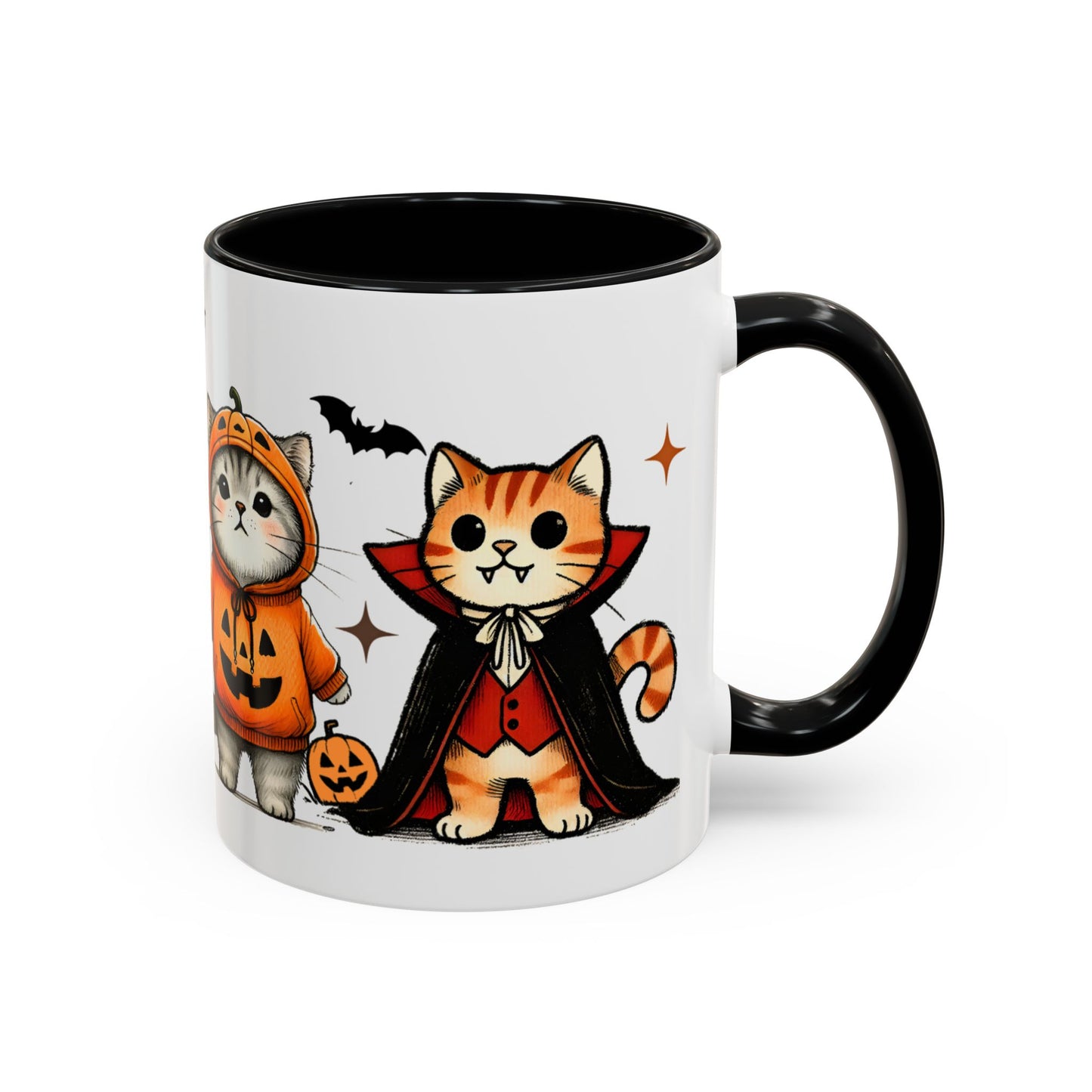 Halloween Cat Accent Coffee Mug, Cute Cat Mug, Spooky Coffee Cup, Gift for Cat Lovers, Seasonal Mug, Fall Decor