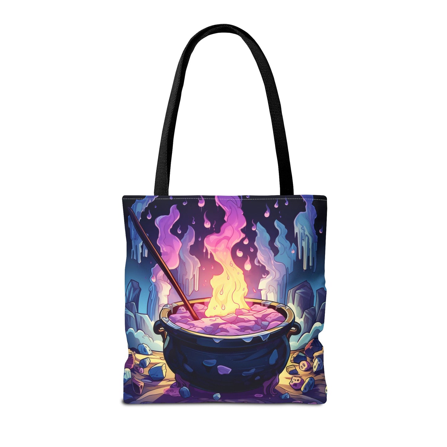 Mystical Cauldron Tote Bag | Witchcraft Tote | Large Reusable Bag | Gift for Witches | Halloween Accessory | Artsy Grocery Bag | AOP Design
