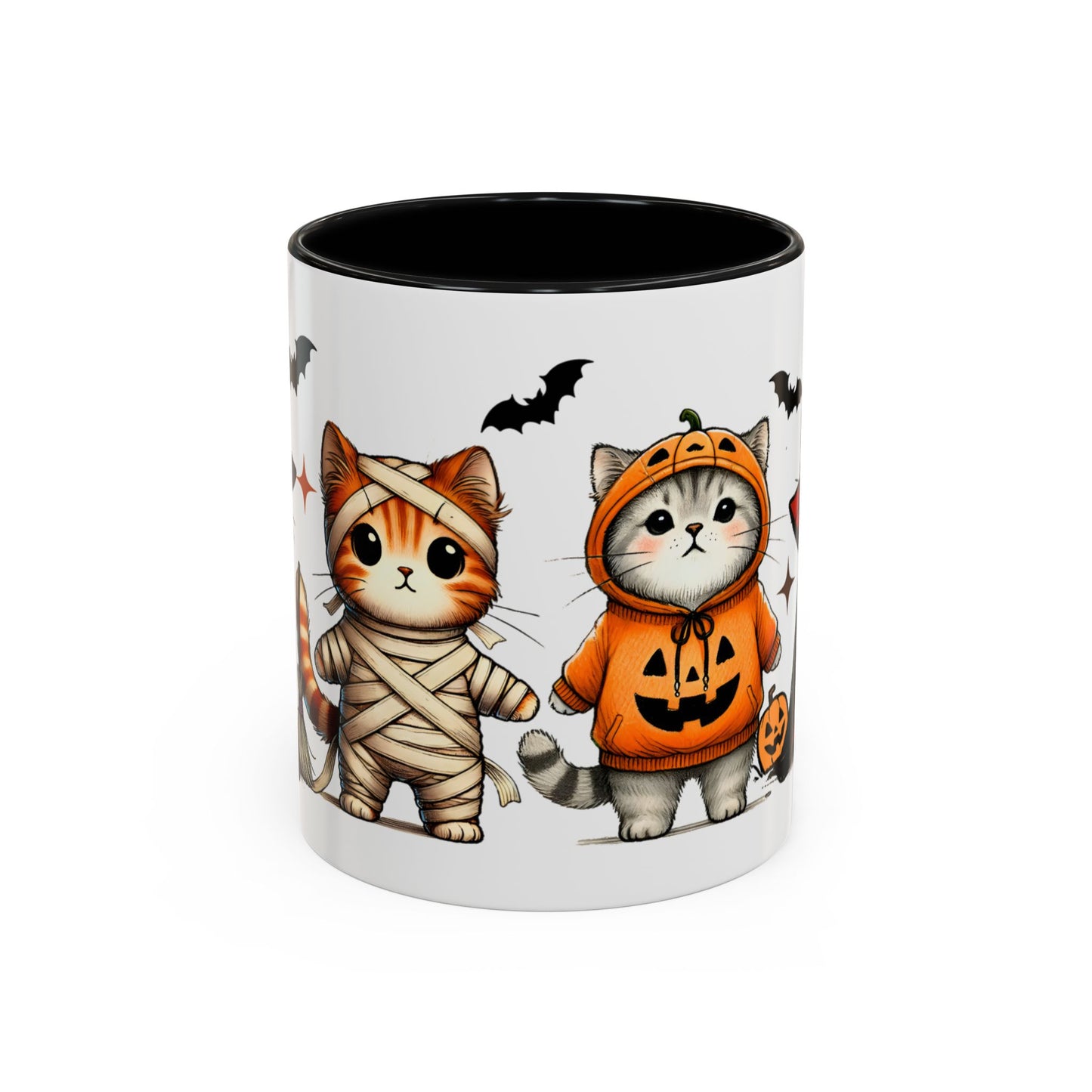 Halloween Cat Accent Coffee Mug, Cute Cat Mug, Spooky Coffee Cup, Gift for Cat Lovers, Seasonal Mug, Fall Decor