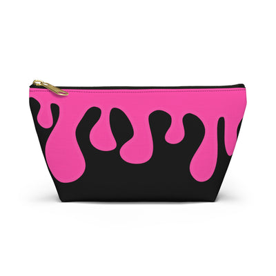 Pink & Black Drippy Accessory Pouch, Fun Makeup Bag, Travel Organizer, Cute Gift, Drip Pattern Pouch
