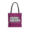 Filthy Functional Pink Graphic Tote Bag | All Over Print Urban Grunge Streetwear Tote Bag