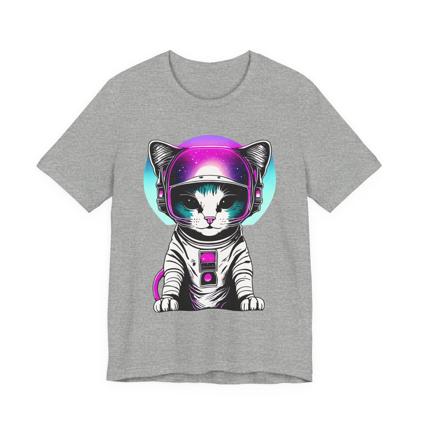 Galactic Cat Graphic Tee | Unisex Short Sleeve T-Shirt, Cosmic Cat Astronaut Shirt, Cute Pet Lover Gift, Fun Space Cat Apparel, Birthday, Casual Wear, Unique Gift