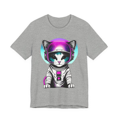 Galactic Cat Graphic Tee | Unisex Short Sleeve T-Shirt, Cosmic Cat Astronaut Shirt, Cute Pet Lover Gift, Fun Space Cat Apparel, Birthday, Casual Wear, Unique Gift