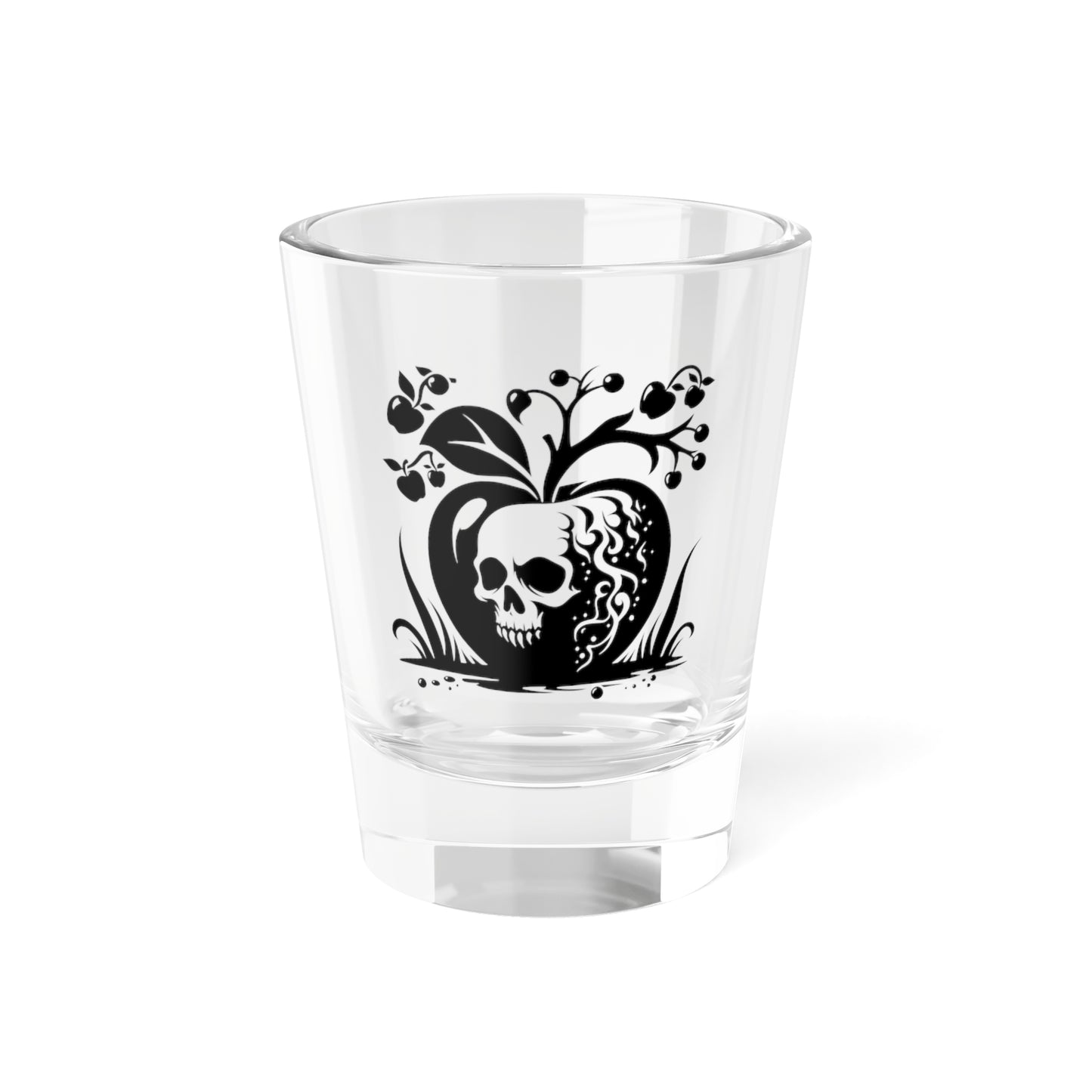 Gothic 1.5oz Shot Glass | Skull Design, Halloween, Barware, Unique Drinkware, Poison Apple Glassware
