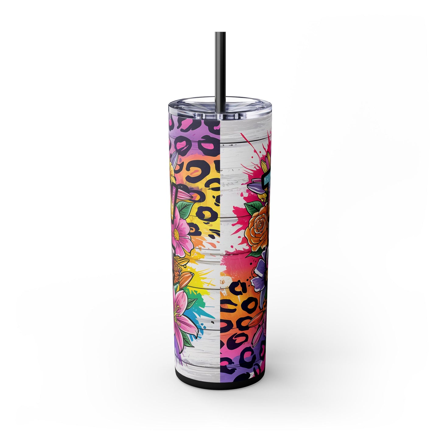 Tomorrow Isn't Promised, Cuss Them Out Today - 20oz Skinny Tumbler With Straw - Sarcastic Quote & Floral Design, Adult Drinkware, Perfect Gift for Friends