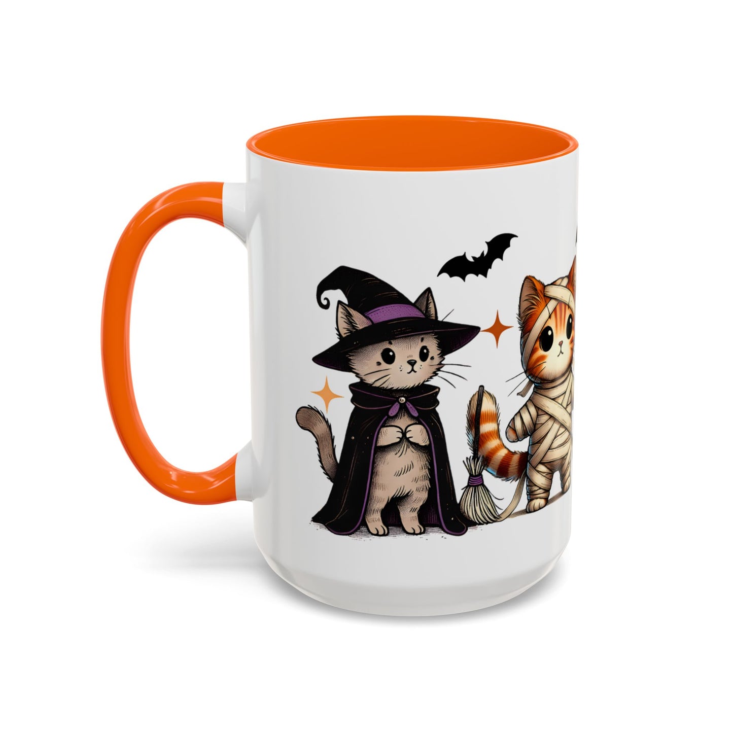 Halloween Cat Accent Coffee Mug, Cute Cat Mug, Spooky Coffee Cup, Gift for Cat Lovers, Seasonal Mug, Fall Decor