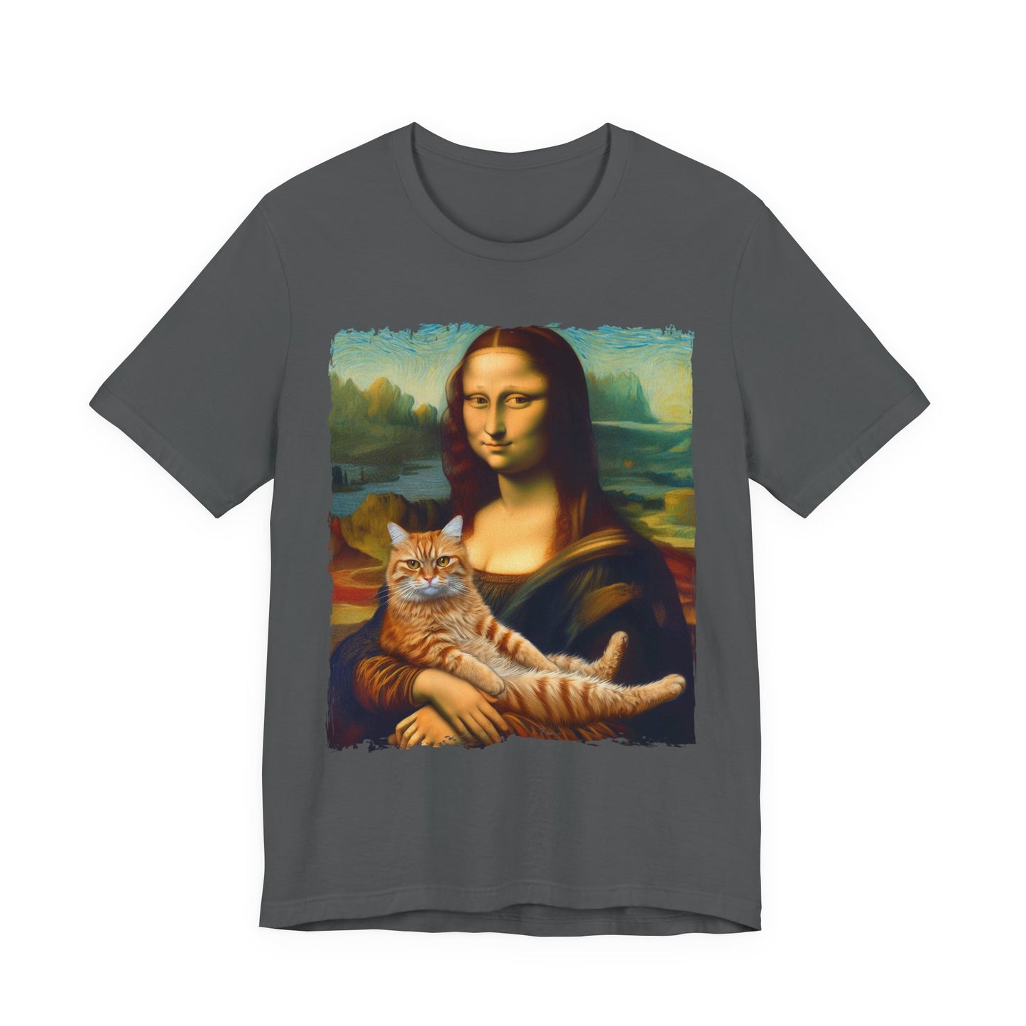 Mona Lisa Cat Graphic Tee | Unisex Short Sleeve T-Shirt, Cute Cat Shirt, Art Lover Gift, Fun Graphic Tee, Casual Wear, Cat Lover Apparel