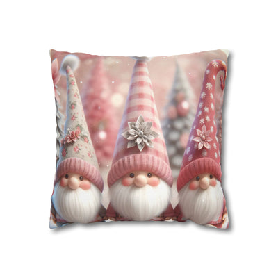 Cute Pink Gnome Christmas Pillowcase | Holiday Decorative Throw Pillow Cover COVER ONLY