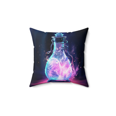 Fantasy Potion Bottle Faux Suede Pillow | Magical Home Decor, Bedroom Accent, Gift for Wizards, Cozy Vibes, Enchanted Atmosphere