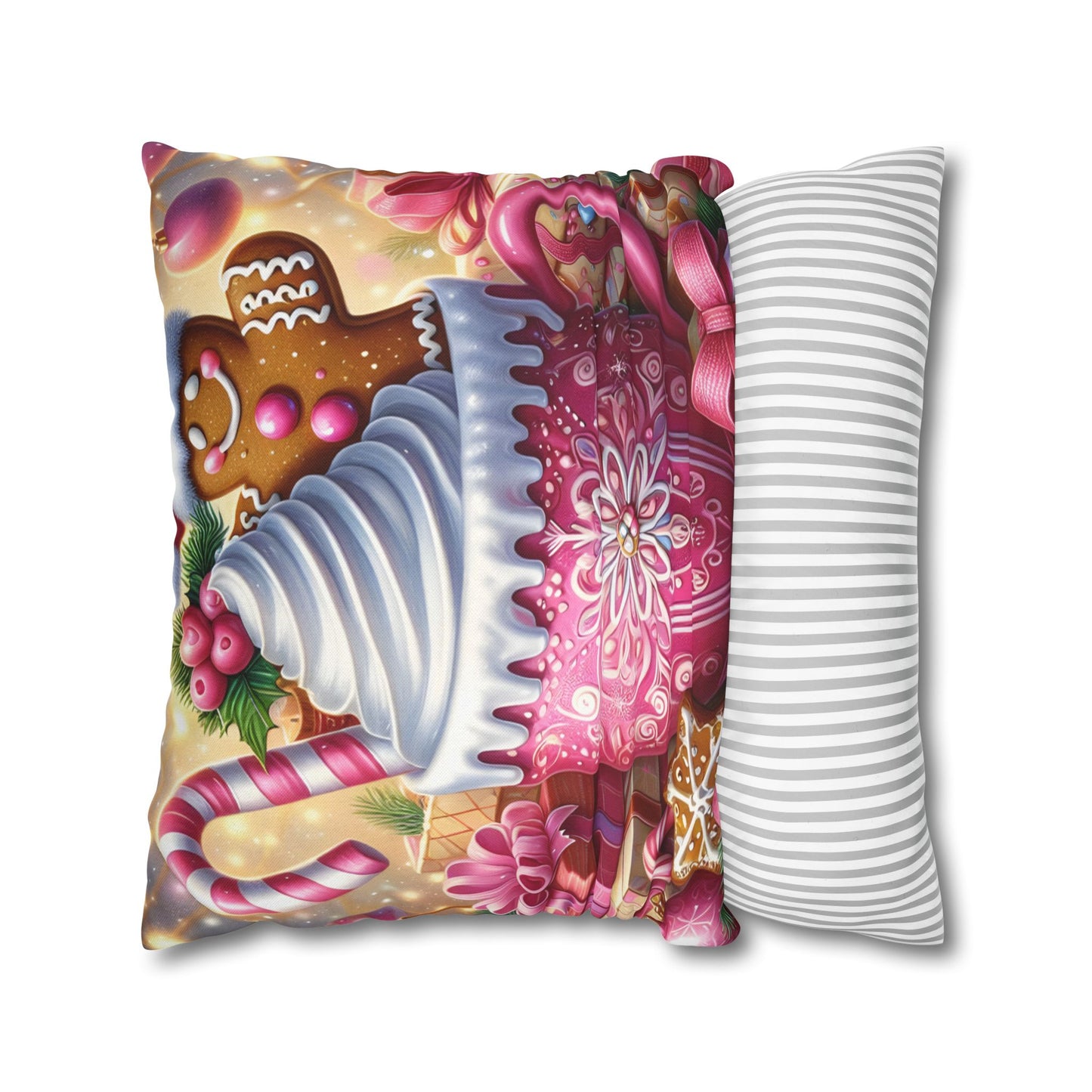 Candy Cane Cocoa Holiday Christmas Pillowcase | Holiday Decorative Throw Pillow Cover COVER ONLY
