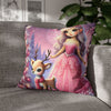 Fairy Princess & Reindeer Christmas Pillowcase | Holiday Decorative Throw Pillow Cover COVER ONLY
