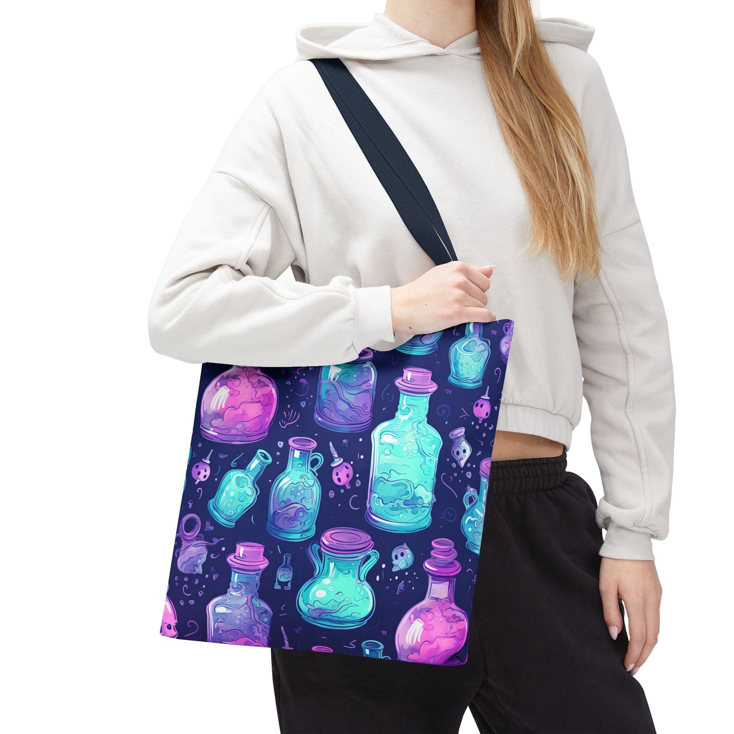 Magical Potion Tote Bag, Boho Style Bag, Colorful Canvas Shopper, Witchy Gift, Eco-Friendly Tote for Everyday Use