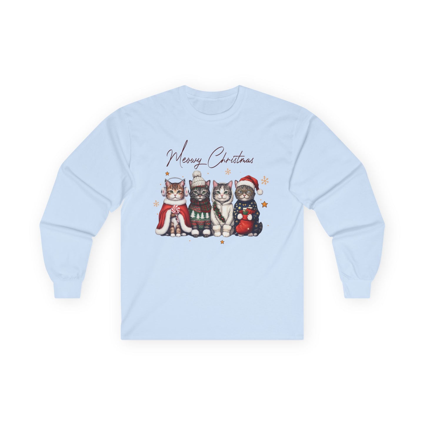 Festive Christmas Cats Long Sleeve Tee | Merry Christmas Shirt