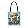Cute Highland Calf Christmas Tote Bag | Festive Holiday Gift & Shopping Bag