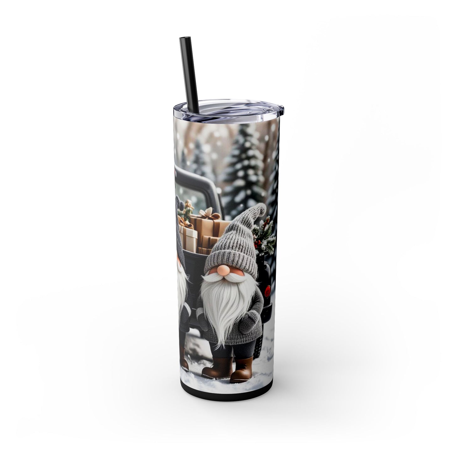Winter Gnome Christmas 20oz Skinny Tumbler with Straw | Holiday Tumbler Gift For Everyone