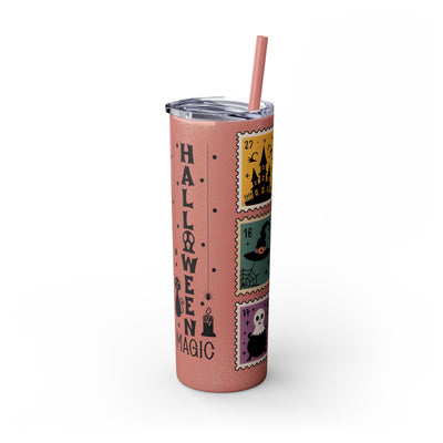 Halloween Themed 20oz Skinny Tumbler With Straw - Perfect for Spooky Season, Trick or Treat, Fall Festivities, Scary Movie Nights