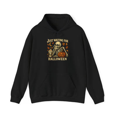 Just Waiting For Halloween - Skeleton Hoodie - Unisex Heavy Blend Hooded Sweatshirt for Fall Spooky Season