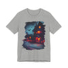 Spooky Halloween Haunted House Tee, Unisex Short Sleeve Shirt, Haunted House Graphic T-Shirt, Halloween Costume Top, Fall Festival Attire